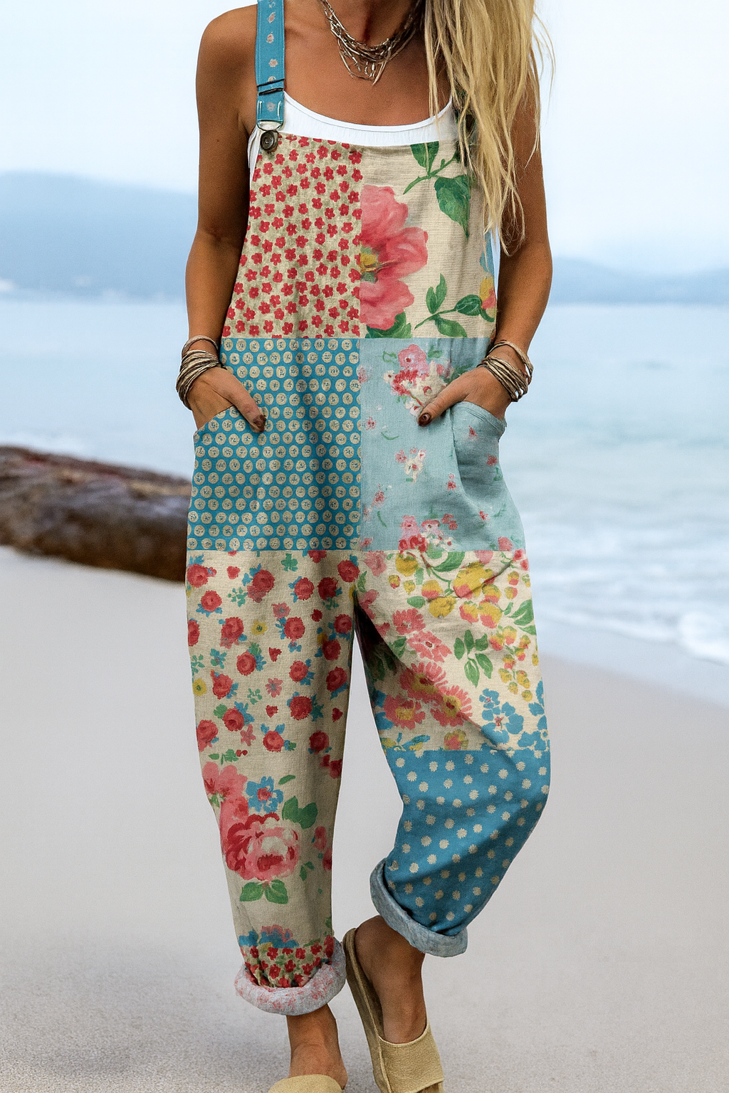 Vintage Jumpsuit met Patchwork-bloemenprint | Vrolijk & Casual