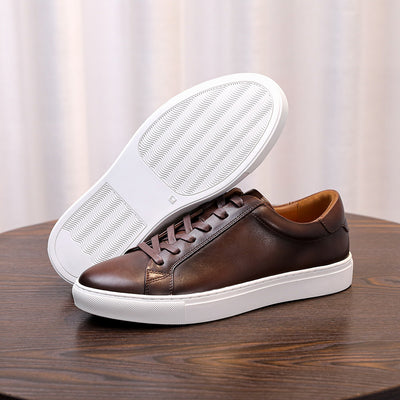 Leren Oxford-sneakers | Donkerbruin